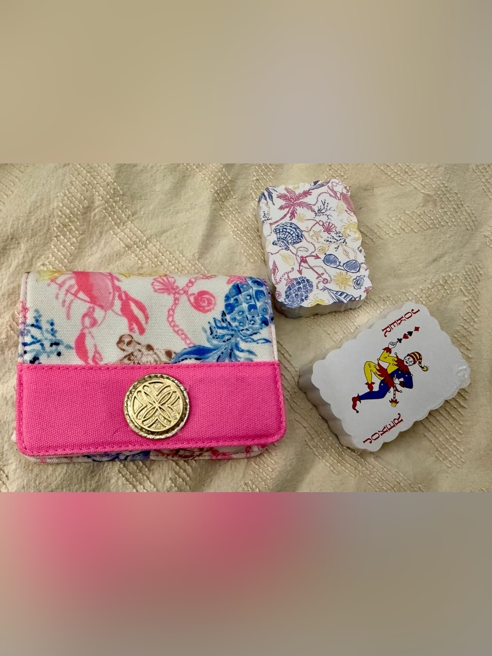 NWOT Lilly Pulitzer Crabtastic Canvas Playing Card Case/Wallet/Credit Card Case - Picture 6 of 6